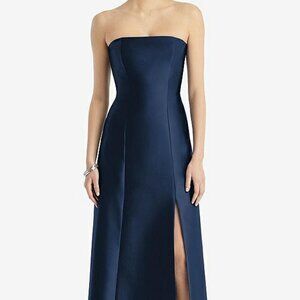 ALFRED SUNG Strapless Navy Blue Dress